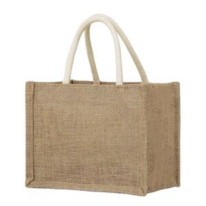 NWOT Natural Jute Burlap Compact Reusable Grocery Shopping Tote Beach Bag